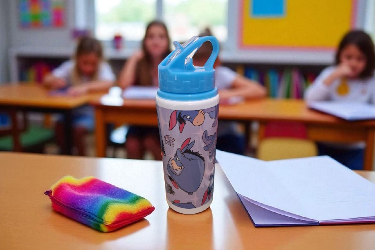 Botella de Aluminio con Tapa Bombilla de 600 ml